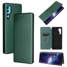 For TCL 20 Pro 5G Carbon Fiber Texture Horizontal Flip TPU + PC + PU Leather Case with Card Slot(Green) - 1