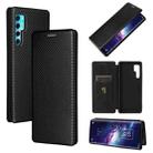 For TCL 20 Pro 5G Carbon Fiber Texture Horizontal Flip TPU + PC + PU Leather Case with Card Slot(Black) - 1