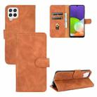 For Samsung Galaxy A22 4G Solid Color Skin Feel Magnetic Buckle Horizontal Flip Calf Texture PU Leather Case with Holder & Card Slots & Wallet(Brown) - 1