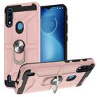 For Motorola Moto E7 Power 2021 War-god Armor TPU + PC Shockproof Magnetic Protective Case with Ring Holder(Rose Gold) - 1