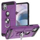 For Motorola Moto G 5G / One 5G Ace War-god Armor TPU + PC Shockproof Magnetic Protective Case with Ring Holder(Purple) - 1