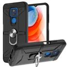 For Motorola Moto G Play 2021 War-god Armor TPU + PC Shockproof Magnetic Protective Case with Ring Holder(Black) - 1