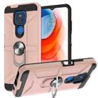 For Motorola Moto G Play 2021 War-god Armor TPU + PC Shockproof Magnetic Protective Case with Ring Holder(Rose Gold) - 1