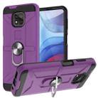 For Motorola Moto G Power 2021 War-god Armor TPU + PC Shockproof Magnetic Protective Case with Ring Holder(Purple) - 1