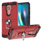 For Motorola Moto G9/G9 Play/E7 Plus War-god Armor TPU + PC Shockproof Magnetic Protective Case with Ring Holder(Red) - 1