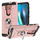 For Motorola Moto G9/G9 Play/E7 Plus War-god Armor TPU + PC Shockproof Magnetic Protective Case with Ring Holder(Rose Gold) - 1