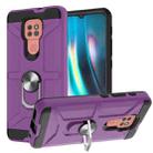 For Motorola Moto G9/G9 Play/E7 Plus War-god Armor TPU + PC Shockproof Magnetic Protective Case with Ring Holder(Purple) - 1