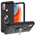 For Motorola Moto G10 / G30 War-god Armor TPU + PC Shockproof Magnetic Protective Case with Ring Holder(Black) - 1