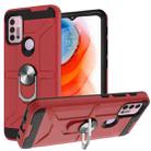 For Motorola Moto G10 / G30 War-god Armor TPU + PC Shockproof Magnetic Protective Case with Ring Holder(Red) - 1