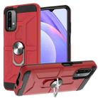 For Xiaomi Redmi 9 Power / Note 9 4G / Poco M3 War-god Armor TPU + PC Shockproof Magnetic Protective Case with Ring Holder(Red) - 1