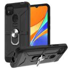 For Xiaomi Redmi 9C / Redmi 9 Indian Edition War-god Armor TPU + PC Shockproof Magnetic Protective Case with Ring Holder(Black) - 1