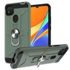 For Xiaomi Redmi 9C / Redmi 9 Indian Edition War-god Armor TPU + PC Shockproof Magnetic Protective Case with Ring Holder(Deep Green) - 1