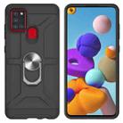 For Samsung Galaxy A21s War-god Armor TPU + PC Shockproof Magnetic Protective Case with Ring Holder(Black) - 2