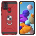 For Samsung Galaxy A21s War-god Armor TPU + PC Shockproof Magnetic Protective Case with Ring Holder(Red) - 2