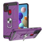 For Samsung Galaxy A21s War-god Armor TPU + PC Shockproof Magnetic Protective Case with Ring Holder(Purple) - 1