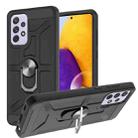 For Samsung Galaxy A72 5G / 4G War-god Armor TPU + PC Shockproof Magnetic Protective Case with Ring Holder(Black) - 1