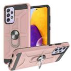 For Samsung Galaxy A72 5G / 4G War-god Armor TPU + PC Shockproof Magnetic Protective Case with Ring Holder(Rose Gold) - 1