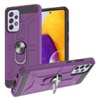 For Samsung Galaxy A72 5G / 4G War-god Armor TPU + PC Shockproof Magnetic Protective Case with Ring Holder(Purple) - 1