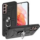 For Samsung Galaxy S21 5G War-god Armor TPU + PC Shockproof Magnetic Protective Case with Ring Holder(Black) - 1