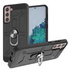 For Samsung Galaxy S21+ 5G War-god Armor TPU + PC Shockproof Magnetic Protective Case with Ring Holder(Black) - 1