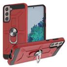 For Samsung Galaxy S21+ 5G War-god Armor TPU + PC Shockproof Magnetic Protective Case with Ring Holder(Red) - 1