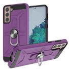 For Samsung Galaxy S21+ 5G War-god Armor TPU + PC Shockproof Magnetic Protective Case with Ring Holder(Purple) - 1