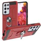 For Samsung Galaxy S21 Ultra 5G War-god Armor TPU + PC Shockproof Magnetic Protective Case with Ring Holder(Red) - 1