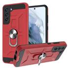 For Samsung Galaxy S21 FE War-god Armor TPU + PC Shockproof Magnetic Protective Case with Ring Holder(Red) - 1