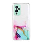 For OnePlus 9 Hollow Marble Pattern TPU Precise Hole Protective Case(Green) - 1