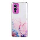 For OnePlus 9 Hollow Marble Pattern TPU Precise Hole Protective Case(Pink) - 1