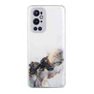 For OnePlus 9 Pro Hollow Marble Pattern TPU Precise Hole Protective Case(Black) - 1