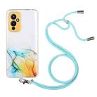For OnePlus 9 Hollow Marble Pattern TPU Precise Hole Protective Case with Neck Strap Rope(Yellow) - 1