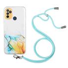 For OnePlus Nord N100 Hollow Marble Pattern TPU Precise Hole Protective Case with Neck Strap Rope(Yellow) - 1