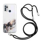 For OnePlus Nord N100 Hollow Marble Pattern TPU Precise Hole Protective Case with Neck Strap Rope(Black) - 1