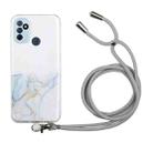 For OnePlus Nord N100 Hollow Marble Pattern TPU Precise Hole Protective Case with Neck Strap Rope(Grey) - 1