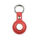 Shockproof Anti-scratch Leather Protective Case Cover Key Chain with Hang Loop For AirTag(Red) - 1