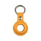 Shockproof Anti-scratch Leather Protective Case Cover Key Chain with Hang Loop For AirTag(Yellow) - 1