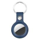 For AirTag Shockproof Anti-scratch Leather Protective Case Cover with Hang Loop Key Chain(Blue) - 1