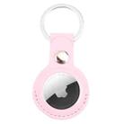 For AirTag Shockproof Anti-scratch Leather Protective Case Cover with Hang Loop Key Chain(Pink) - 1