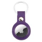 For AirTag Shockproof Anti-scratch Leather Protective Case Cover with Hang Loop Key Chain(Purple) - 1