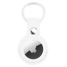 For AirTag Shockproof Anti-scratch Leather Protective Case Cover with Hang Loop Key Chain(White) - 1