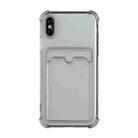 For iPhone X / XS TPU Dropproof Protective Back Case with Card Slot(Gray) - 1