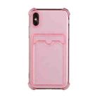 For iPhone X / XS TPU Dropproof Protective Back Case with Card Slot(Pink) - 1