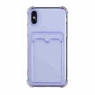 For iPhone X / XS TPU Dropproof Protective Back Case with Card Slot(Purple) - 1