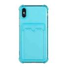 For iPhone X / XS TPU Dropproof Protective Back Case with Card Slot(Baby Blue) - 1