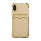 For iPhone X / XS TPU Dropproof Protective Back Case with Card Slot(Gold) - 1