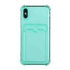 For iPhone X / XS TPU Dropproof Protective Back Case with Card Slot(Green) - 1