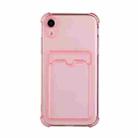 For iPhone XR TPU Dropproof Protective Back Case with Card Slot(Pink) - 1