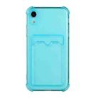 For iPhone XR TPU Dropproof Protective Back Case with Card Slot(Baby Blue) - 1