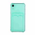 For iPhone XR TPU Dropproof Protective Back Case with Card Slot(Green) - 1
